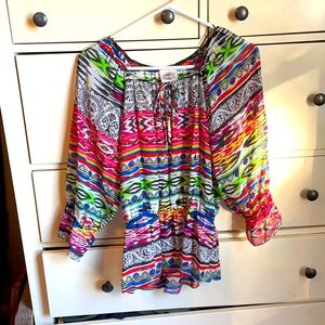 Southwestern pattern sheer top medium